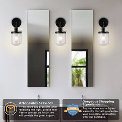 1-Light with Clear Glass Shade, Modern Sconce, Industrial Indoor  Light Fixture for Bathroom Living Room Bedroom Over Kitchen Sink, E26 Socket,  [No Bulb]