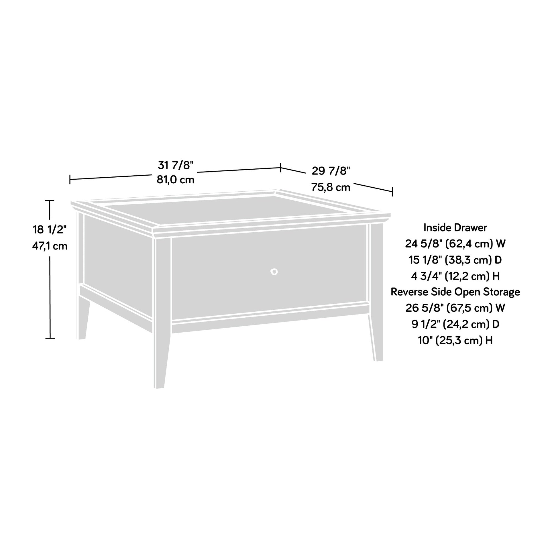 Coffee Table with Elegant Design, Light Gray finish
