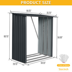 3ft x 5ft Outdoor Meta Firewood Rack ,Open Wood Shed  For Firewood, Pellet, or Lumber Storage , Black