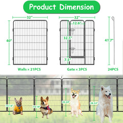 Dog Playpen Foldable 24 Panels Dog Pen 40" Height Pet Enclosure Dog Fence Outdoor with Lockable Door for Large/Medium/Small Dogs,Puppy Playpen,RV,Camping Pet Fence