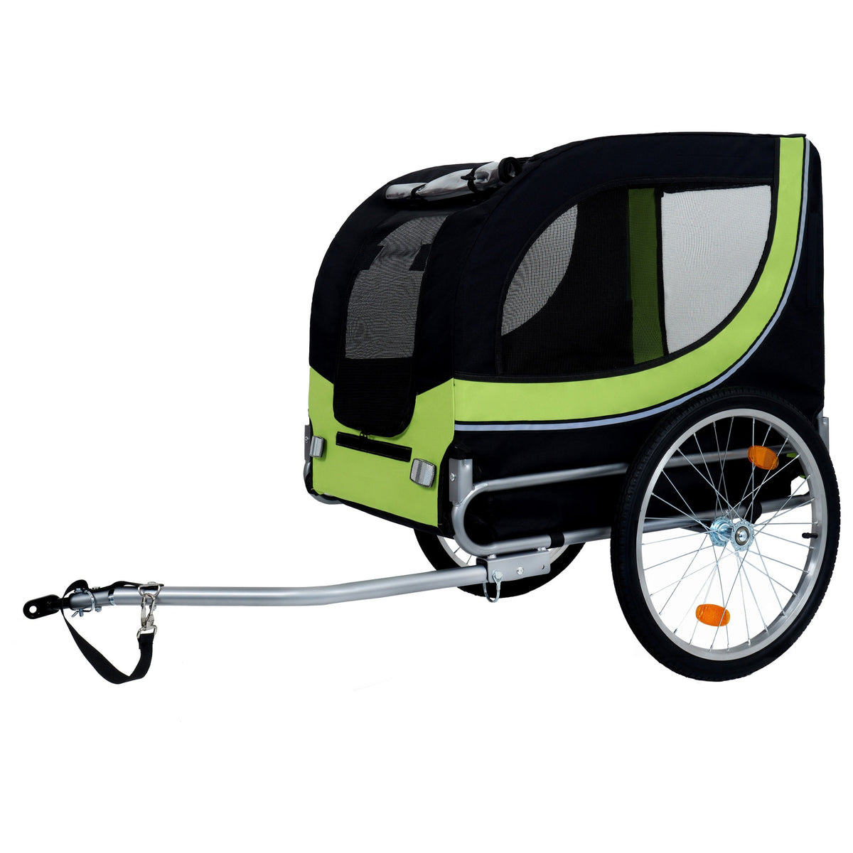 Large Folding Bike Trailer for Dogs – 66LB Capacity All-Terrain Pet Carrier, Durable Steel Frame for Cycling, Jogging, Camping & Outdoor Adventures, Black- Green