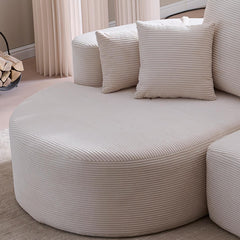 106 in. 2 - Piece Fabric Cloud Curved Sectional Corduroy Sofa with Chaise For Living Room Bedroom Apartment - Gray
