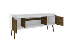 TV Stand in Rustic Brown and White