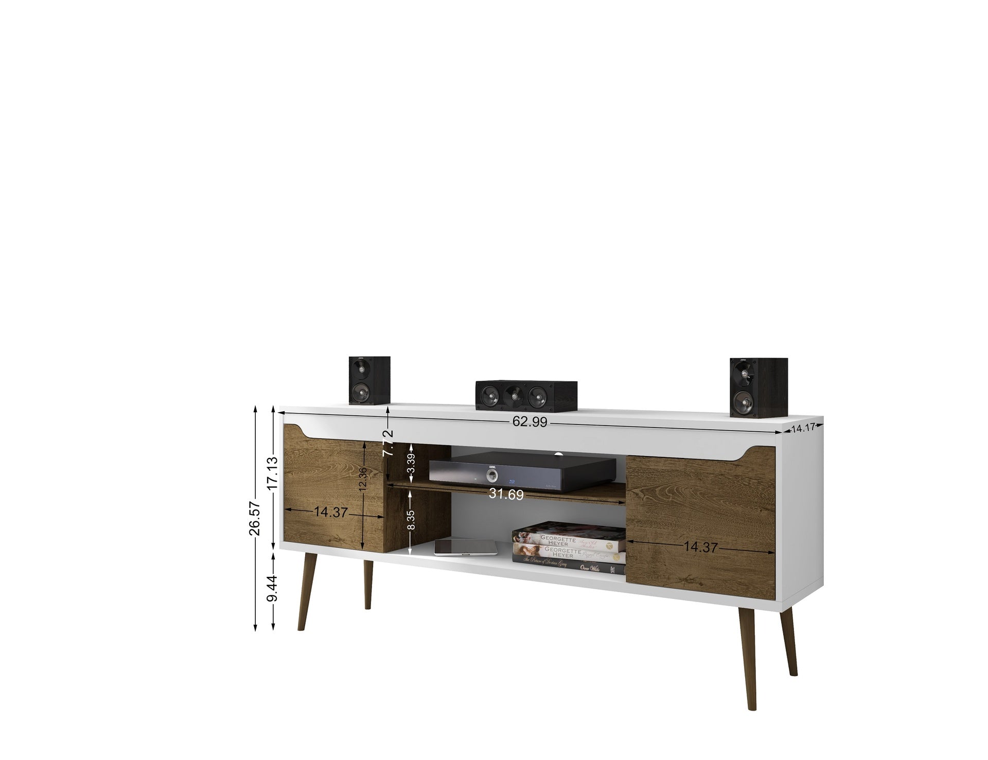 TV Stand in Rustic Brown and White