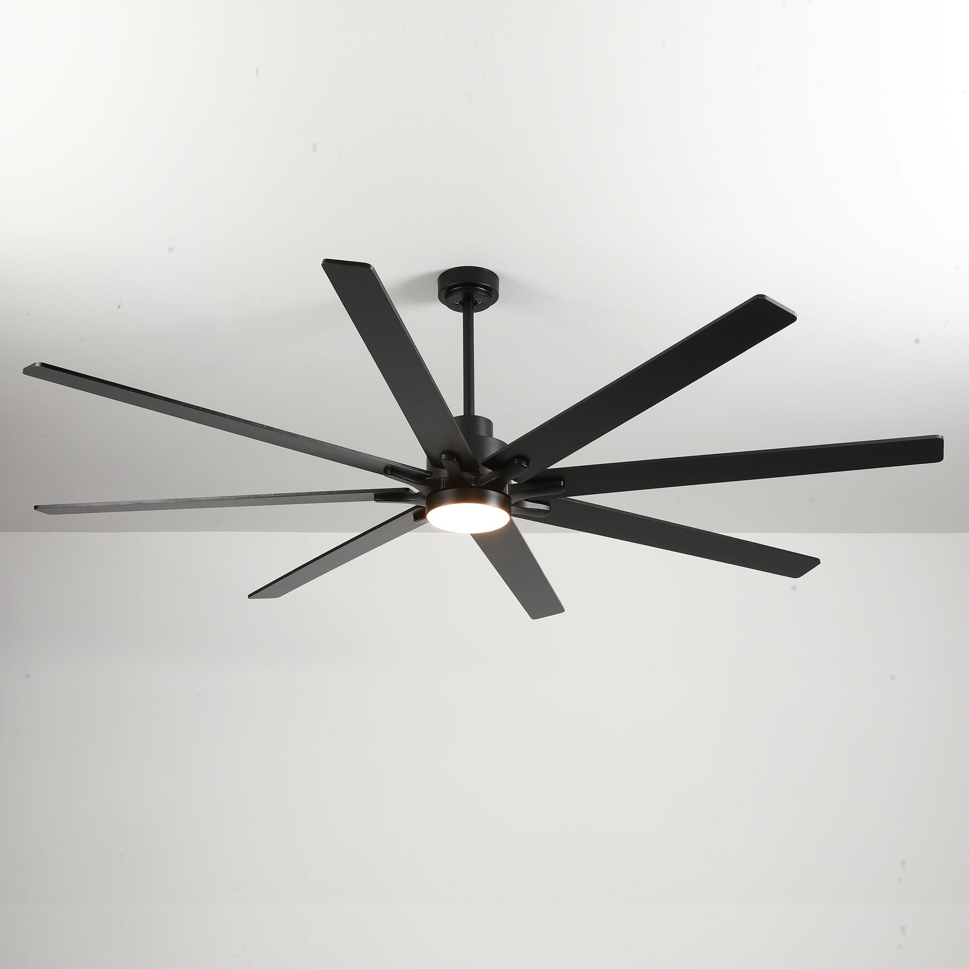 84 Inch Large 8 PCS Plywood Reversible Blades  Ceiling Fan With Light Kit 3 Color  Dimmable LED, DC 6 Speed ,Remote Control Ceiling Fan  for Patio Living Room, Bedroom, Office,Indoor.(Matte Black )