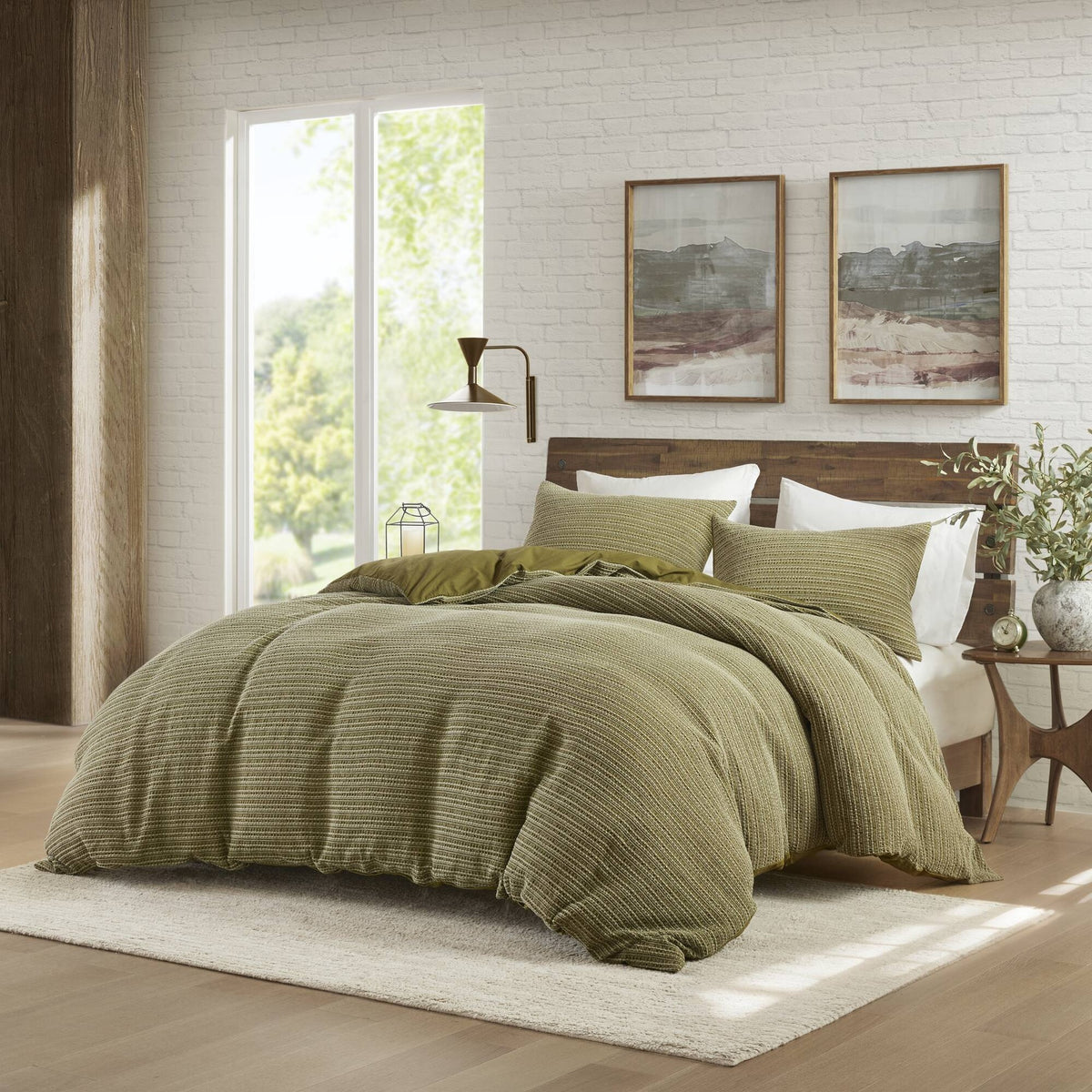 3PCS King/Cal King Waffle Washed Duvet Set