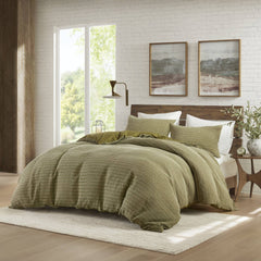 3PCS King/Cal King Waffle Washed Duvet Set
