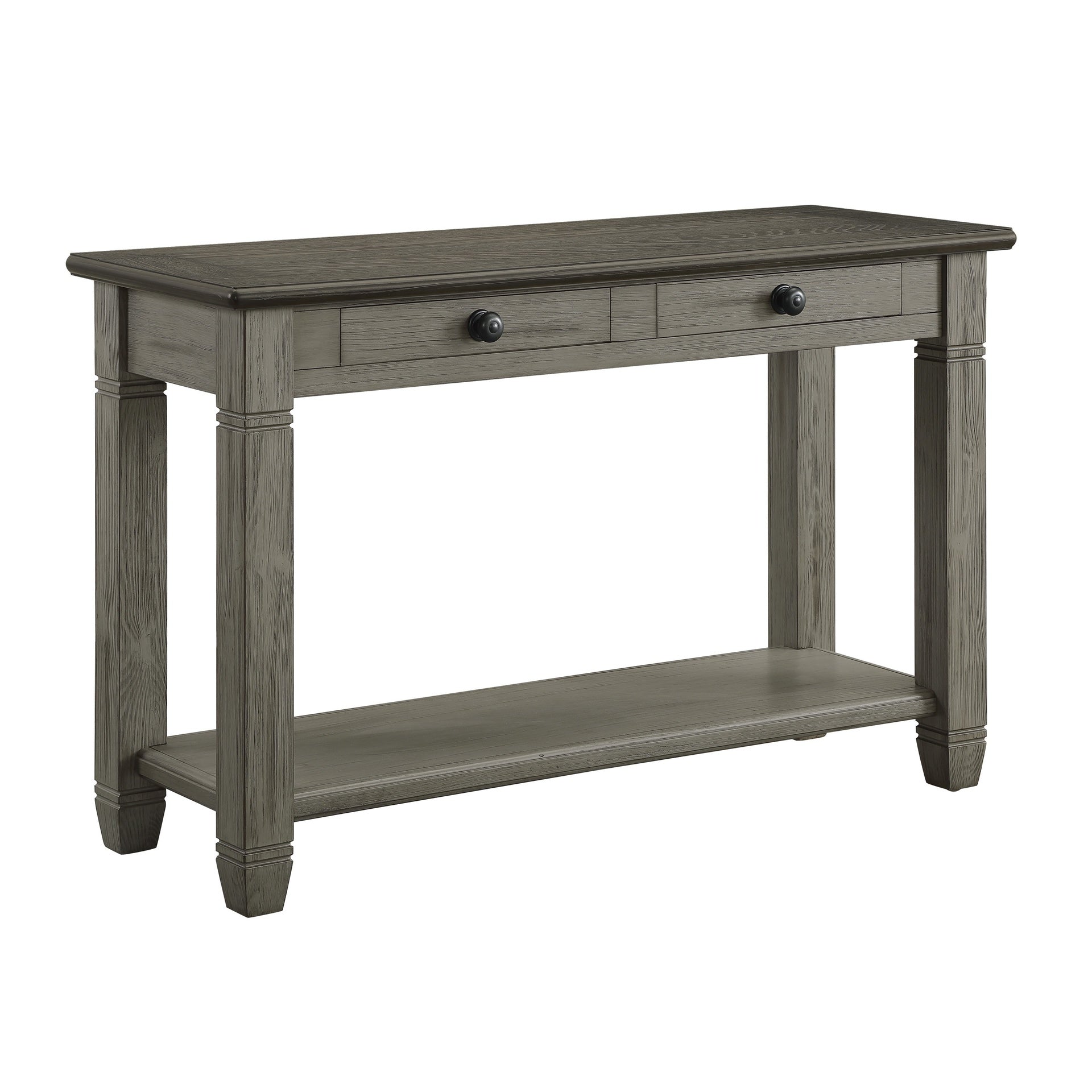 Coffee and Antique Gray Finish 1pc Sofa Table with 2 Drawers Bottom Shelf Wooden Living Room Furniture