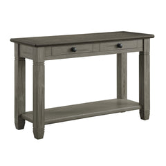Coffee and Antique Gray Finish 1pc Sofa Table with 2 Drawers Bottom Shelf Wooden Living Room Furniture