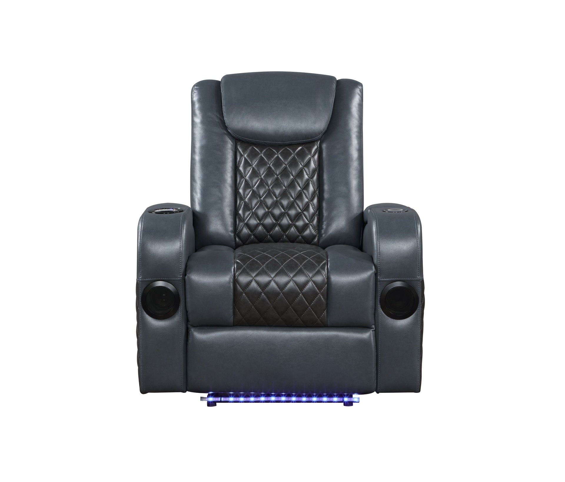Blue and Black Power Recliner with Bluetooth