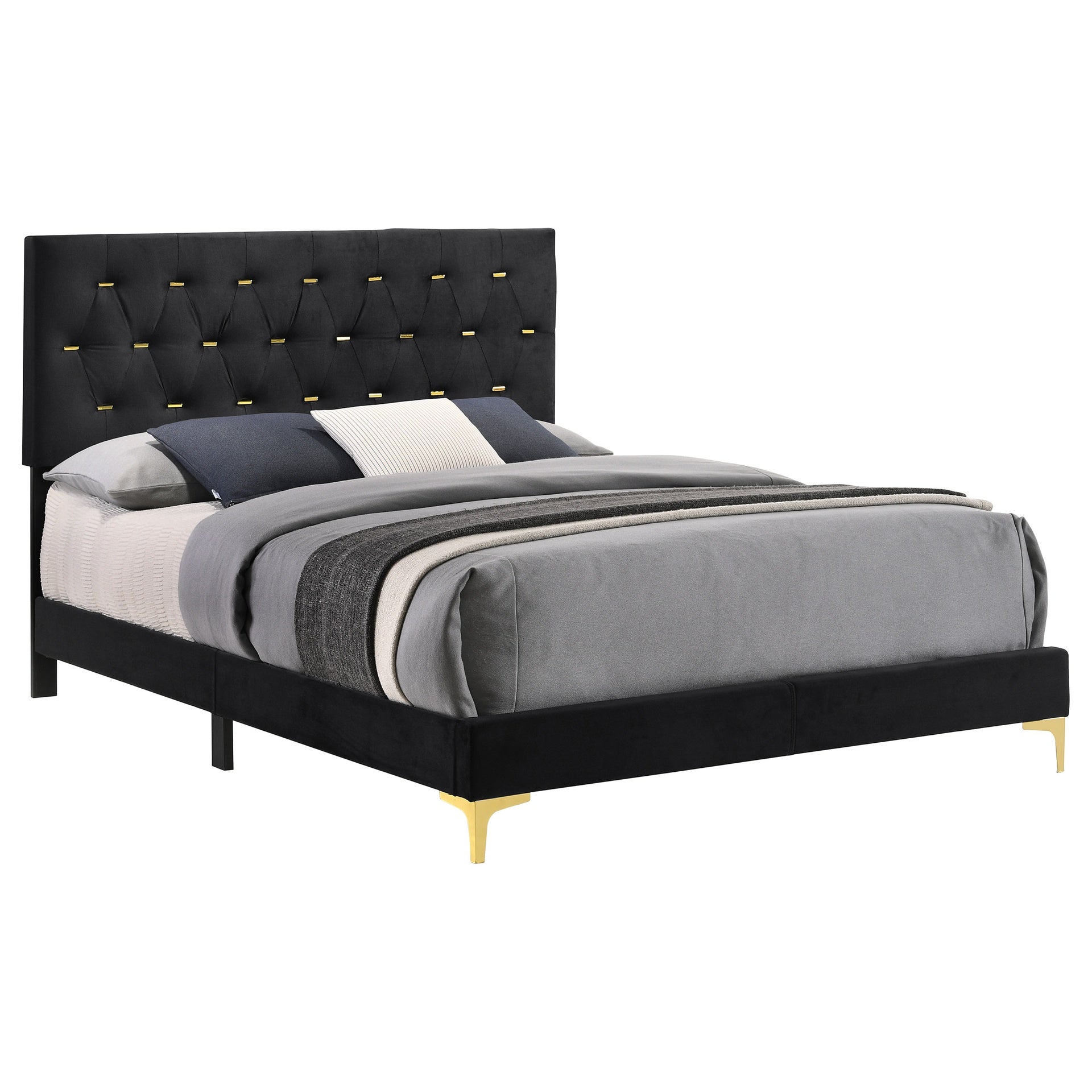 James Black Upholstered Queen Panel Bed