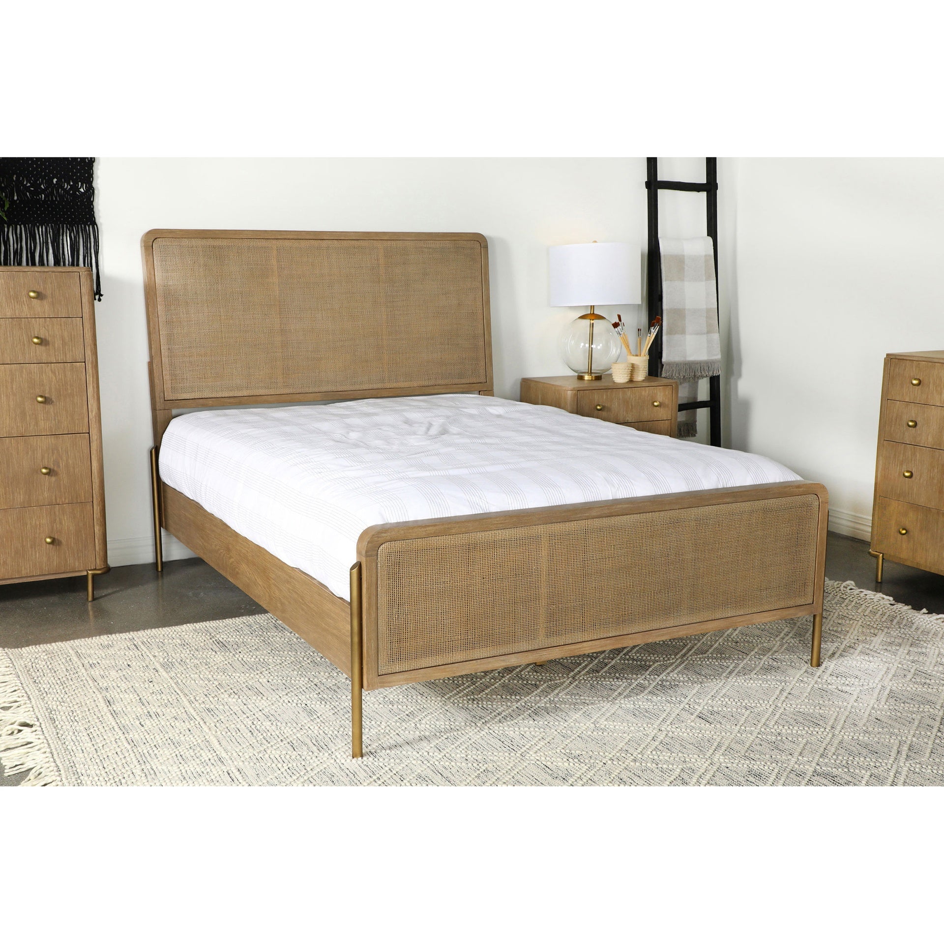 Stevie Sand Wash and Natural Cane Eastern King Panel Bed