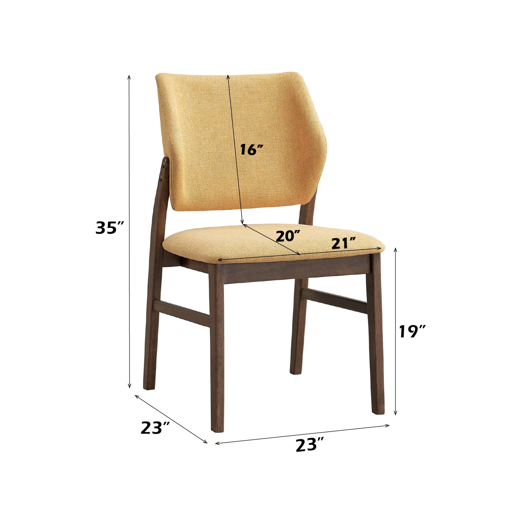 Sarha Yellow Fabric & Walnut Finish Side Chair (Set of 2)