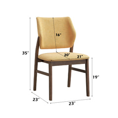 Sarha Yellow Fabric & Walnut Finish Side Chair (Set of 2)