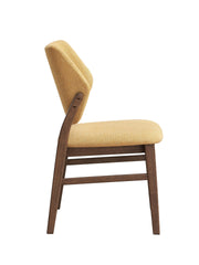 Sarha Yellow Fabric & Walnut Finish Side Chair (Set of 2)