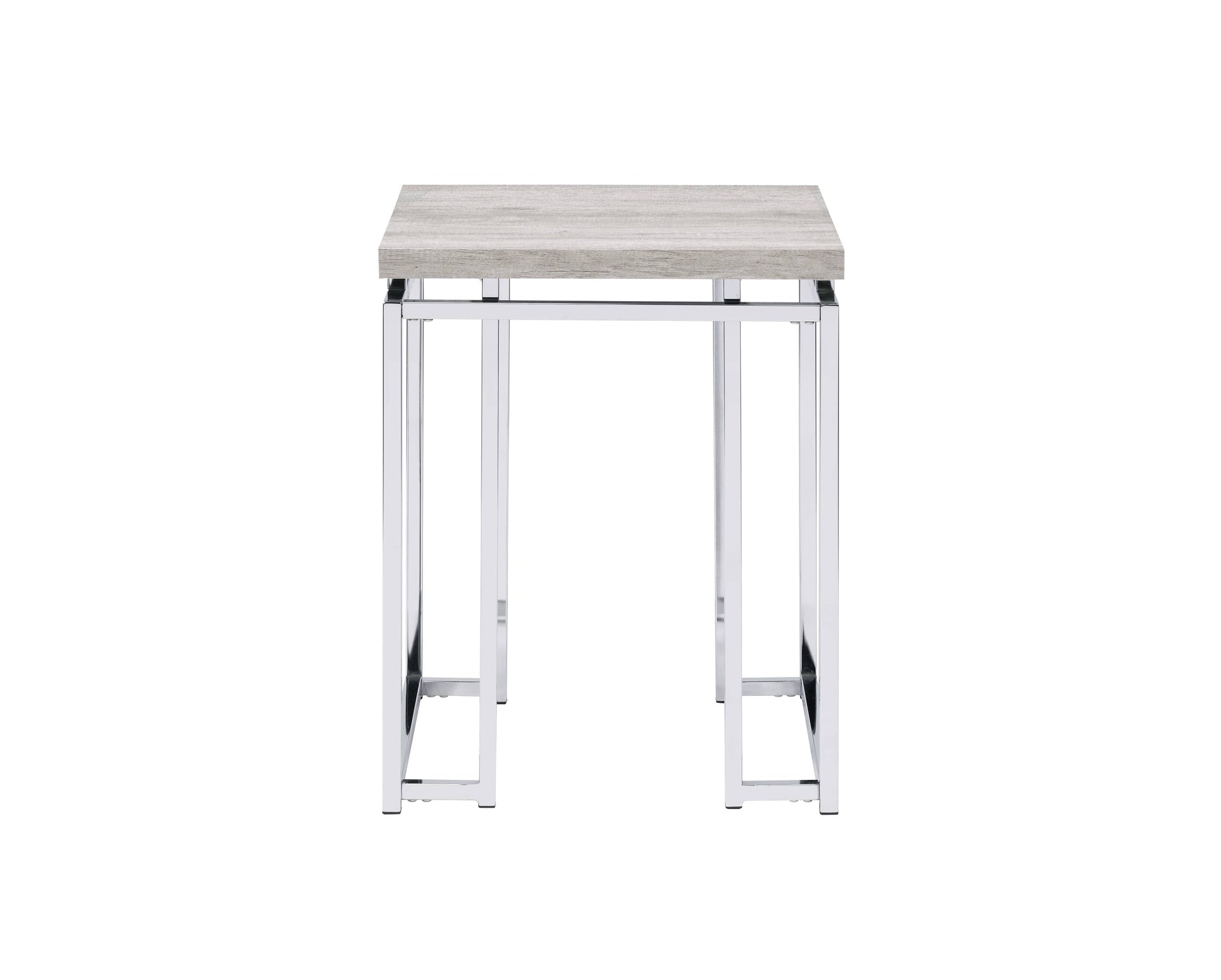 Chafik Natural Oak & Chrome Finish End Table