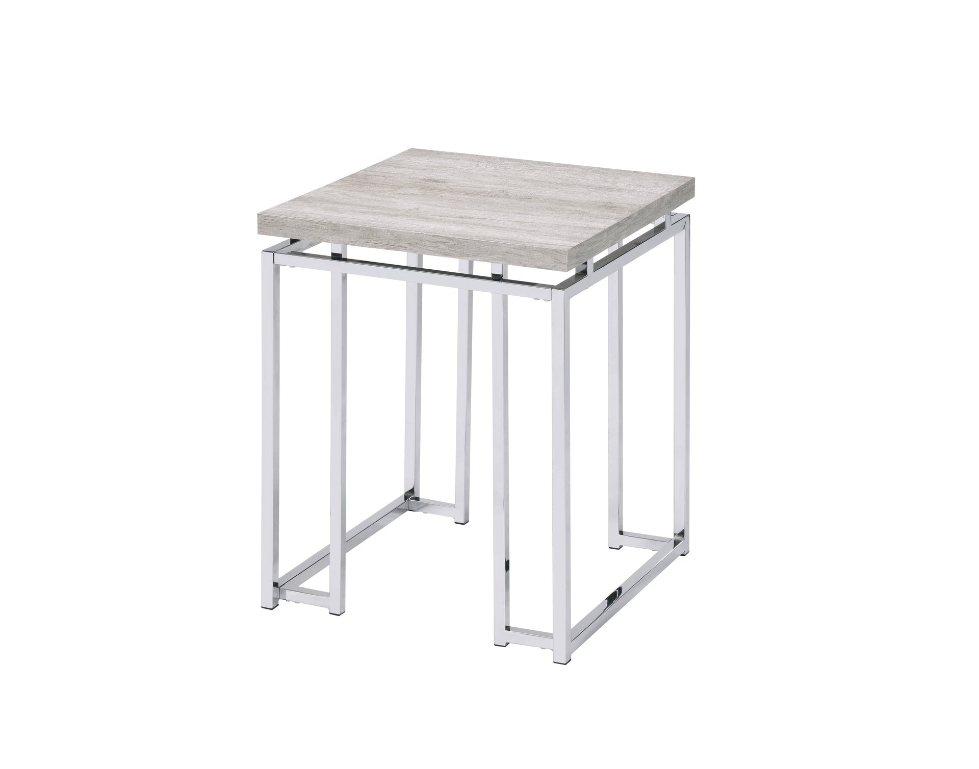 Chafik Natural Oak & Chrome Finish End Table