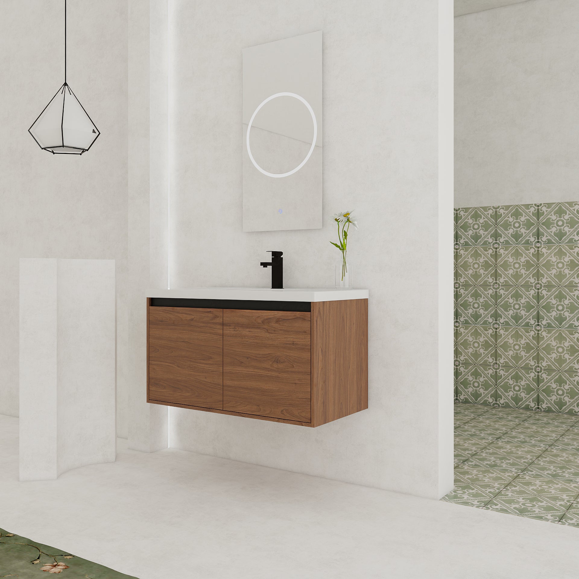 LEVISTAR Brown 36 Inch Bathroom Vanity with resin Countertop Sink,  2 Doors Bathroom Cabinet Set
