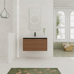LEVISTAR Brown 36 Inch Bathroom Vanity with resin Countertop Sink,  2 Doors Bathroom Cabinet Set
