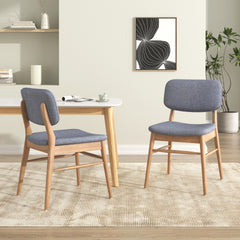 Set of 2 Mid - Century Upholstered Dining Chair with Rubberwood Frame, Natural+Gray (same sku: 59302.00LGY)