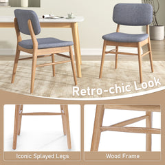 Set of 2 Mid - Century Upholstered Dining Chair with Rubberwood Frame, Natural+Gray (same sku: 59302.00LGY)