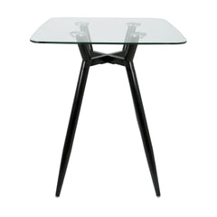 Clara Mid-Century Modern Square Counter Table with Black Metal Legs and Clear Glass Top by LumiSource