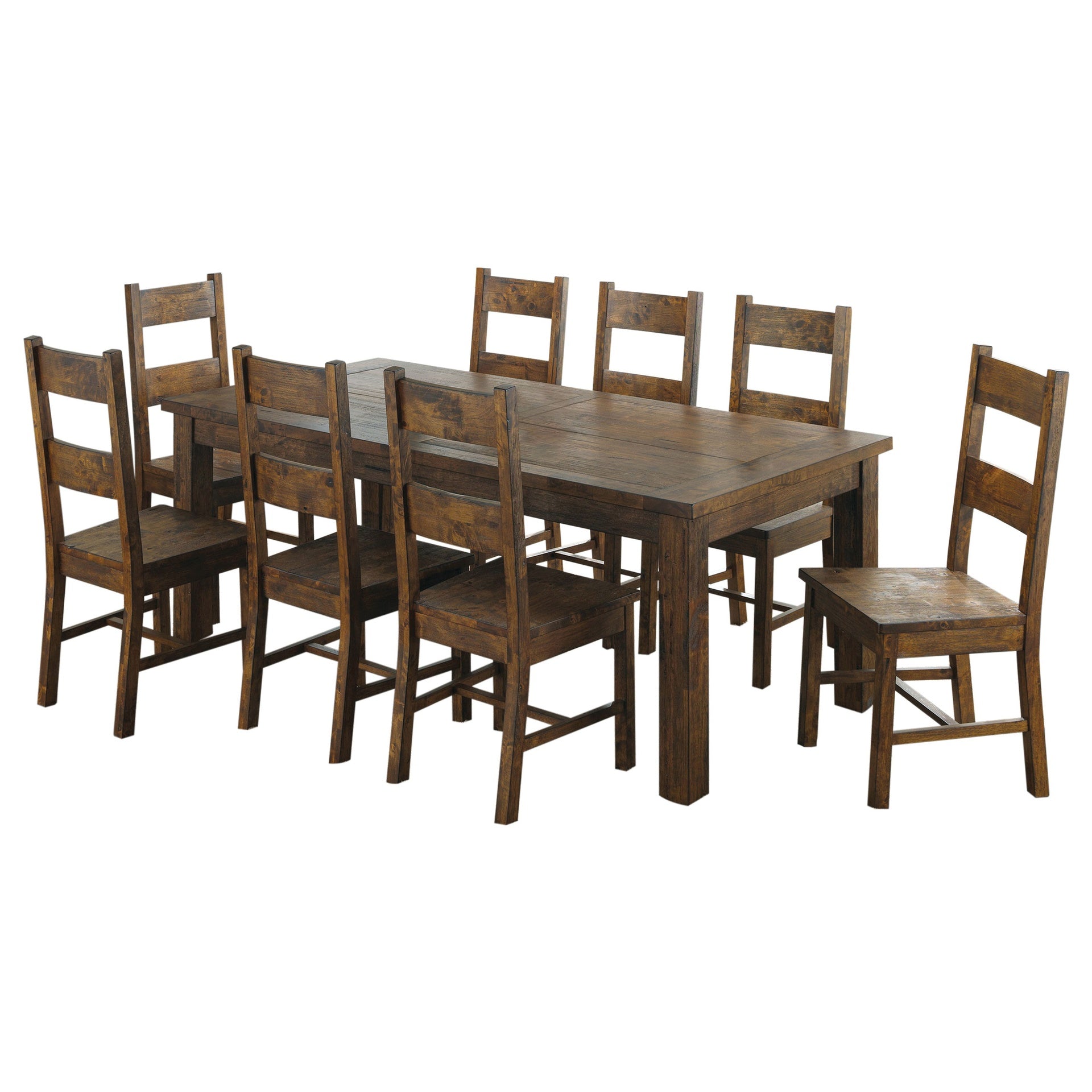 Mina Rustic Golden Brown 9-piece Dining Table Set
