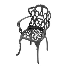 Cast Aluminum Patio Dining Chair 2PCS With Black Frame and Beige Cushions