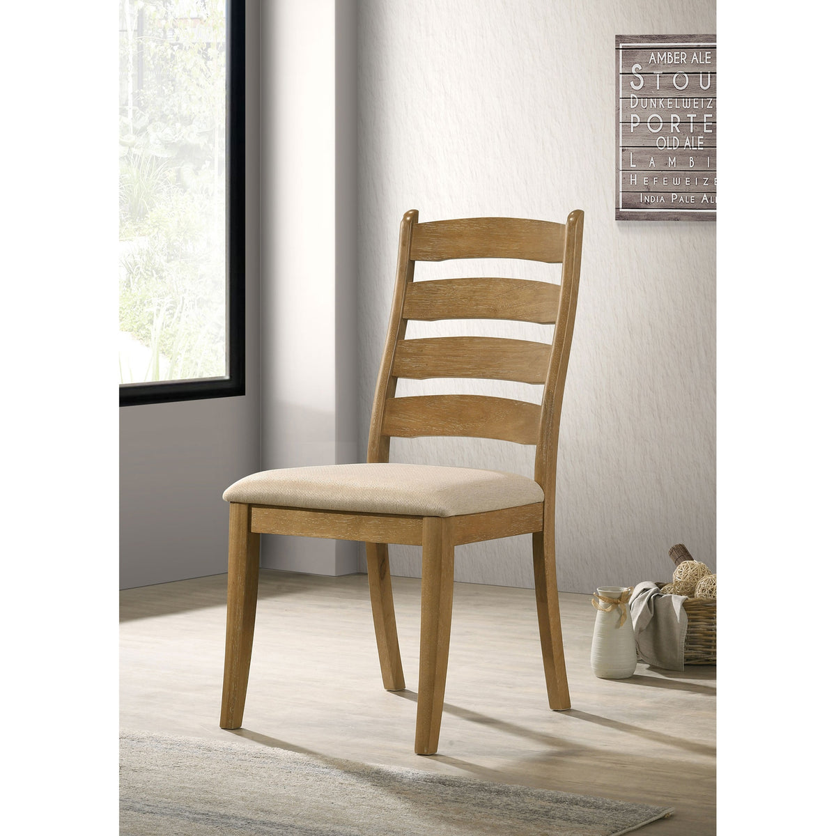 Sammy Brown Oak Wood Dining Side Chair (Set of 2)
