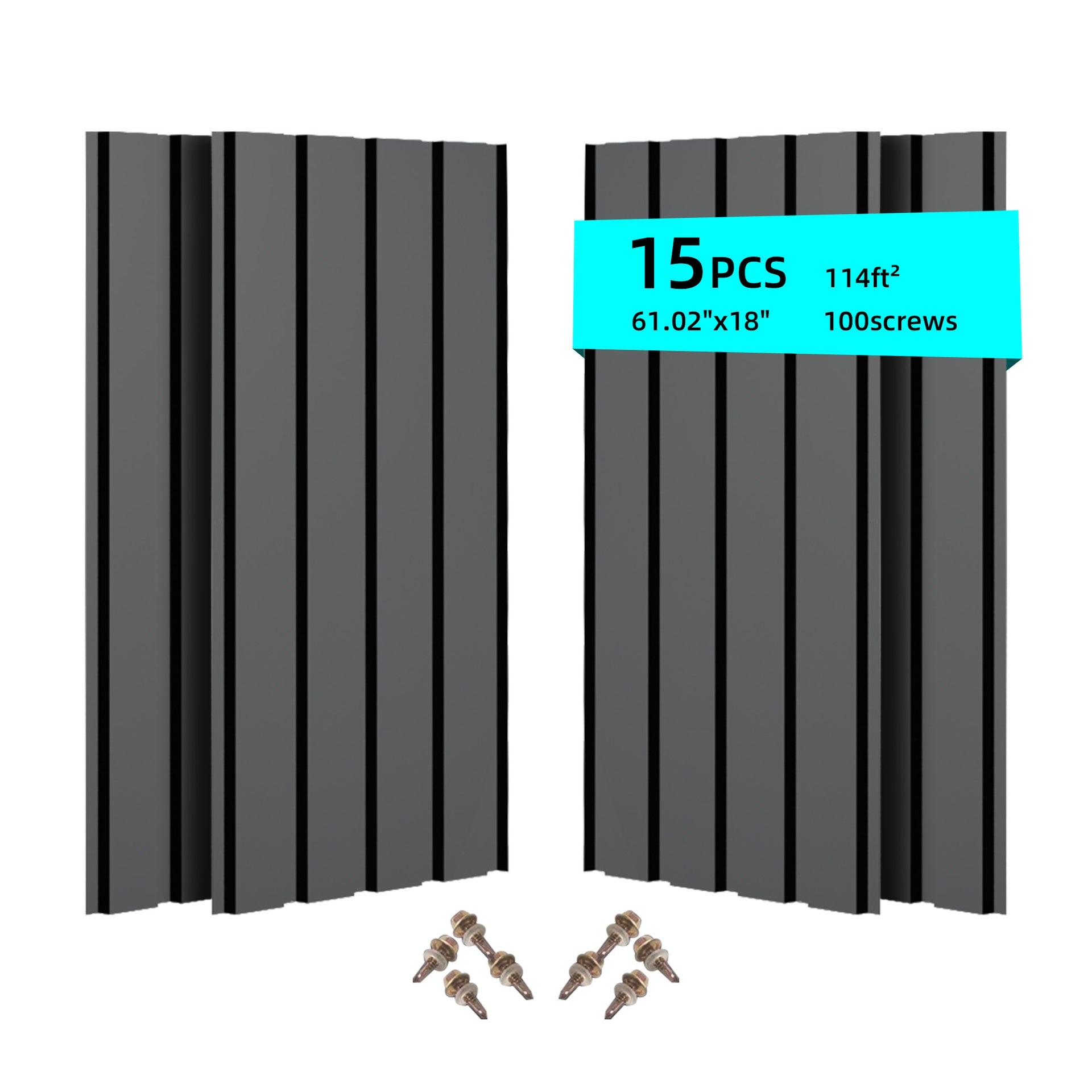 Metal Roof Panel Length 61IN 15PCS Galvanized Roof Panels  Waterproof Heavy Duty Metal Roof Panels for Outdoor House Storage Stables Patio Garages Sheds,Gray