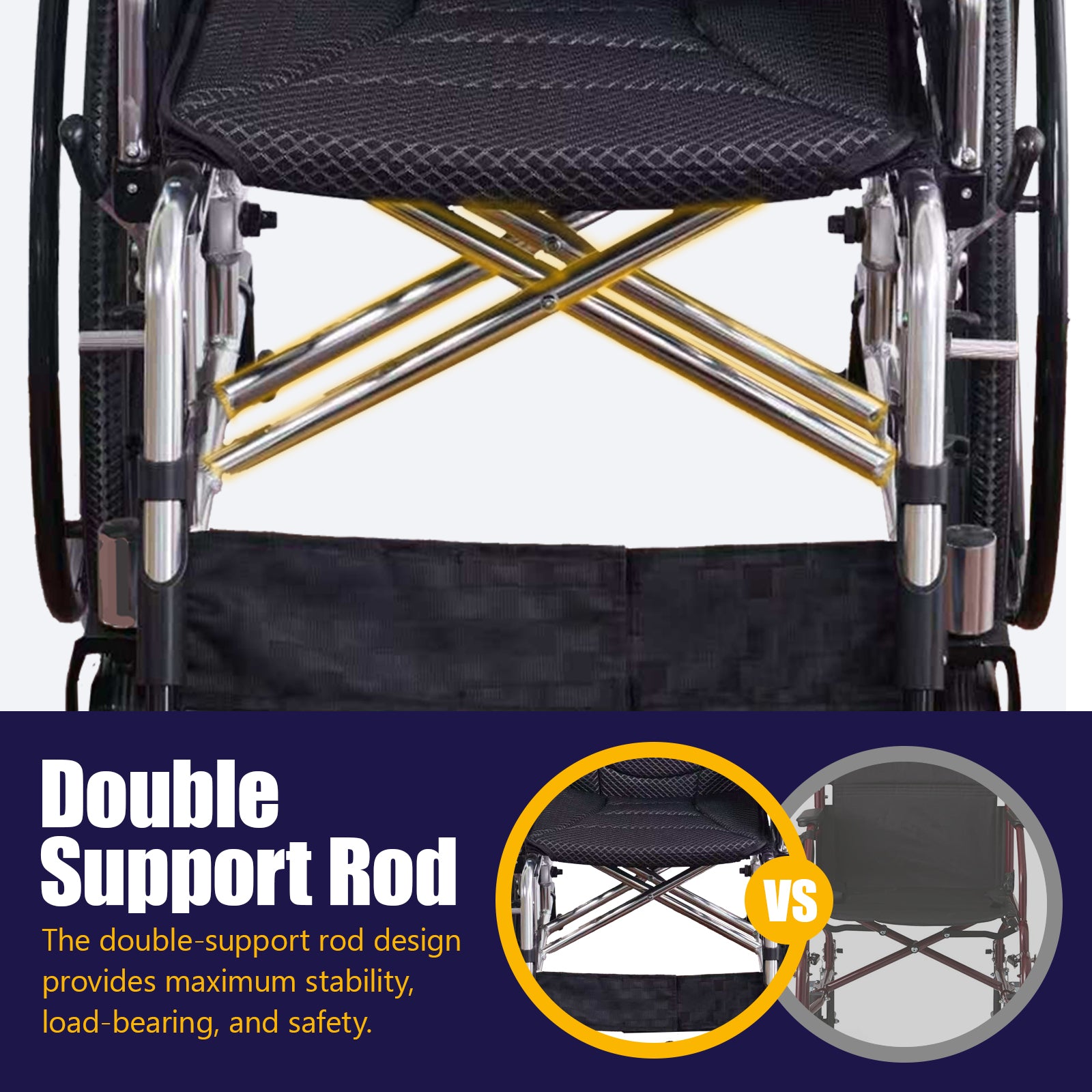 Aluminum Alloy Transport Wheelchair. 20" Seats. With front and Rear Locking Hand Brakes. 24" Quick Remove Rear Wheel.Bright Silver