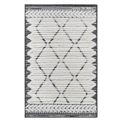 Step Collection High-Low Trellis Cream/Anthracite Indoor Area Rug, 2'x3', Modern, Contemporary, Geometric, Bohemian, Bedroom, Kitchen, Living Room, Doormat, Non Shedding Carpet