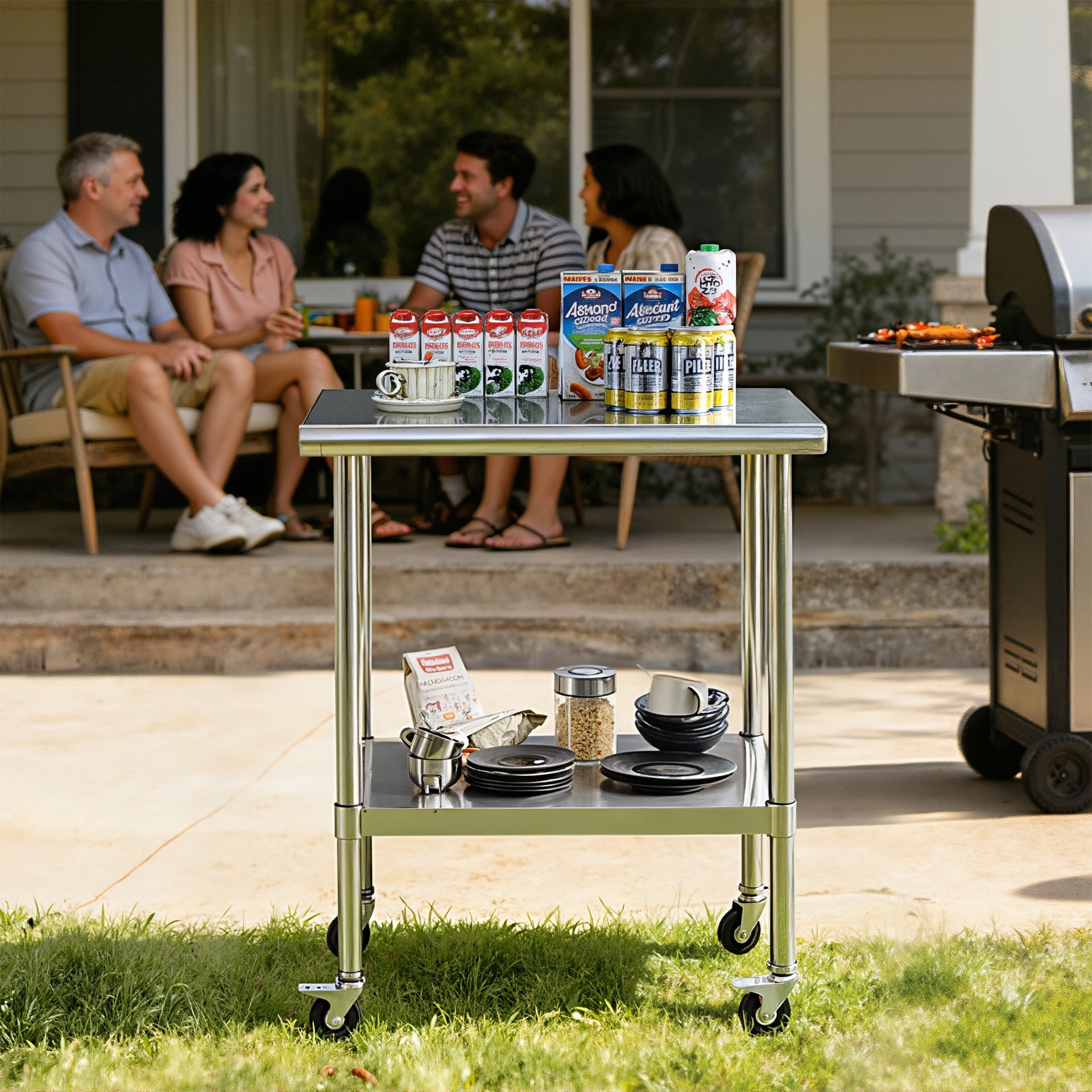 Stainless Steel Table with Wheels, Stainless Table for Prep & Work, 24x30x36 Inch Commercial NSF Metal Table for Restaurant Kitchen Hotel Garage
