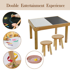 Sensory Table for Toddlers 1-3 with 2 Chairs, Wooden Kid Activity Table Chair Set with Double-Sided Boards for Sand and Water Play
