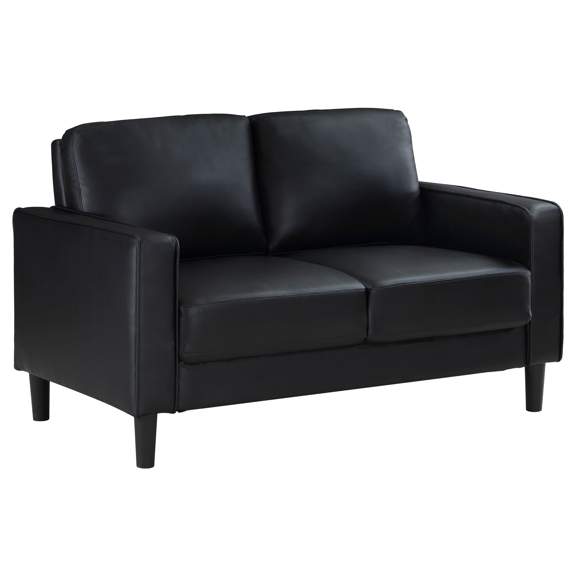 Farallone Black Upholstered Track Arm Loveseat