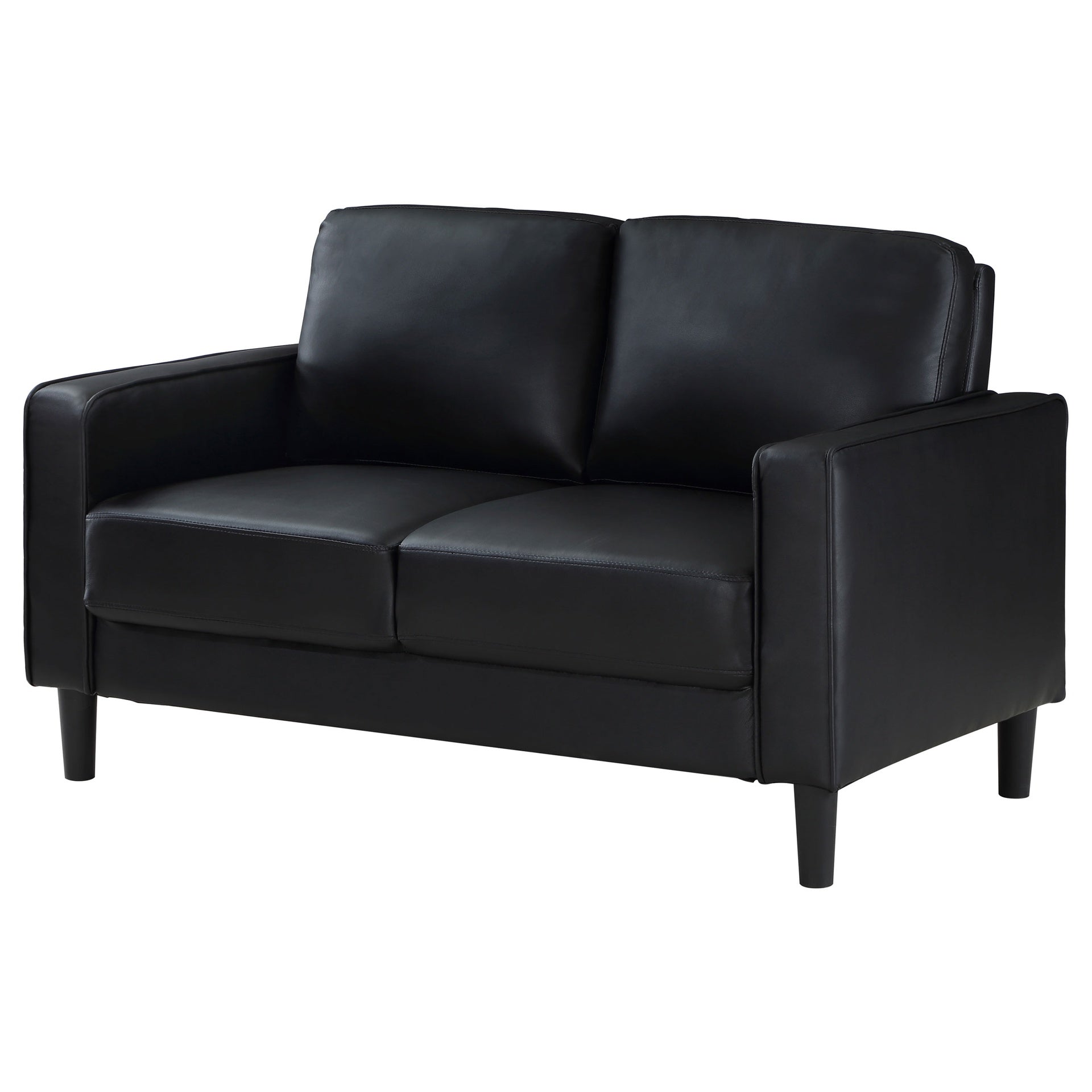 Farallone Black Upholstered Track Arm Loveseat