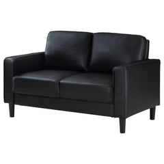 Farallone Black Upholstered Track Arm Loveseat