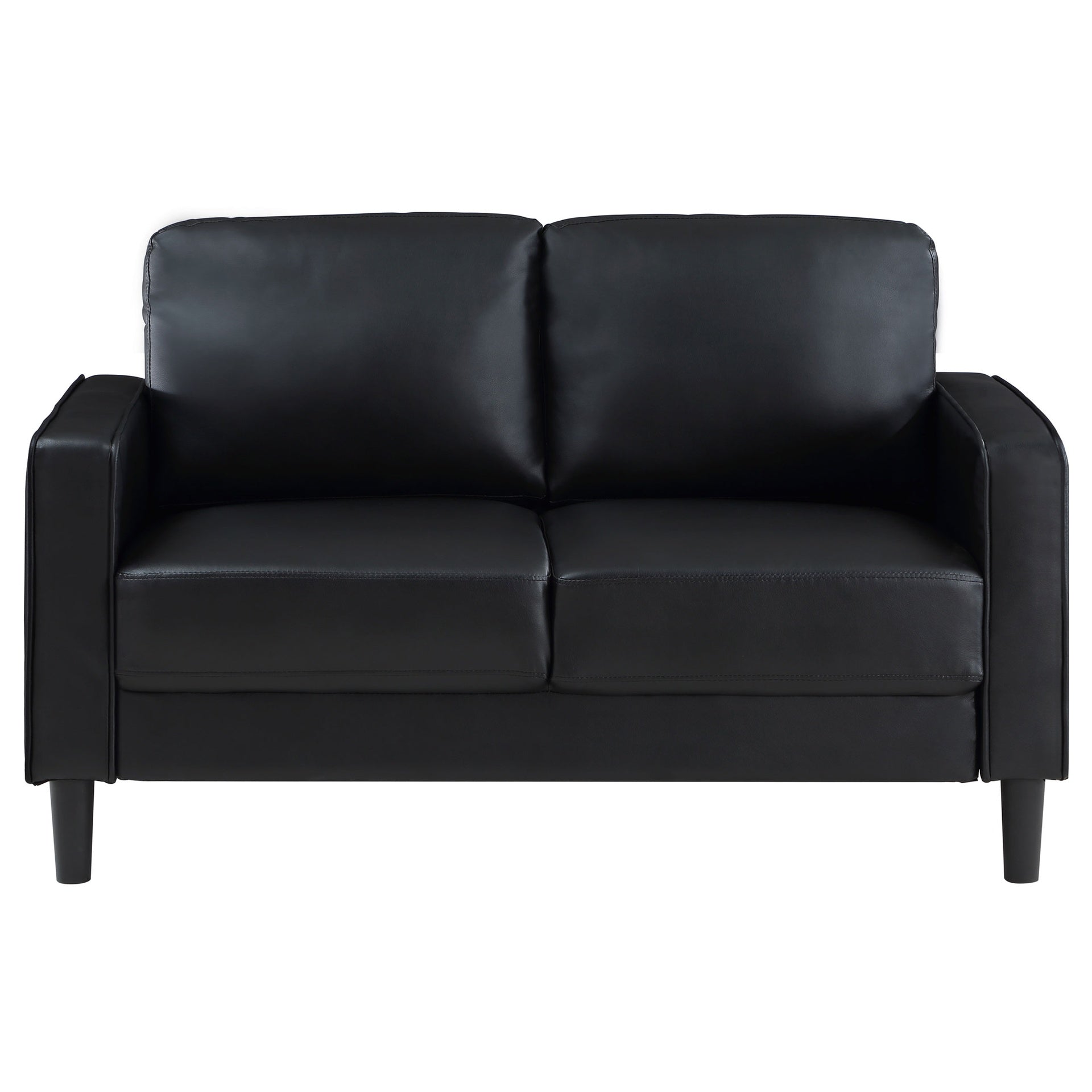 Farallone Black Upholstered Track Arm Loveseat