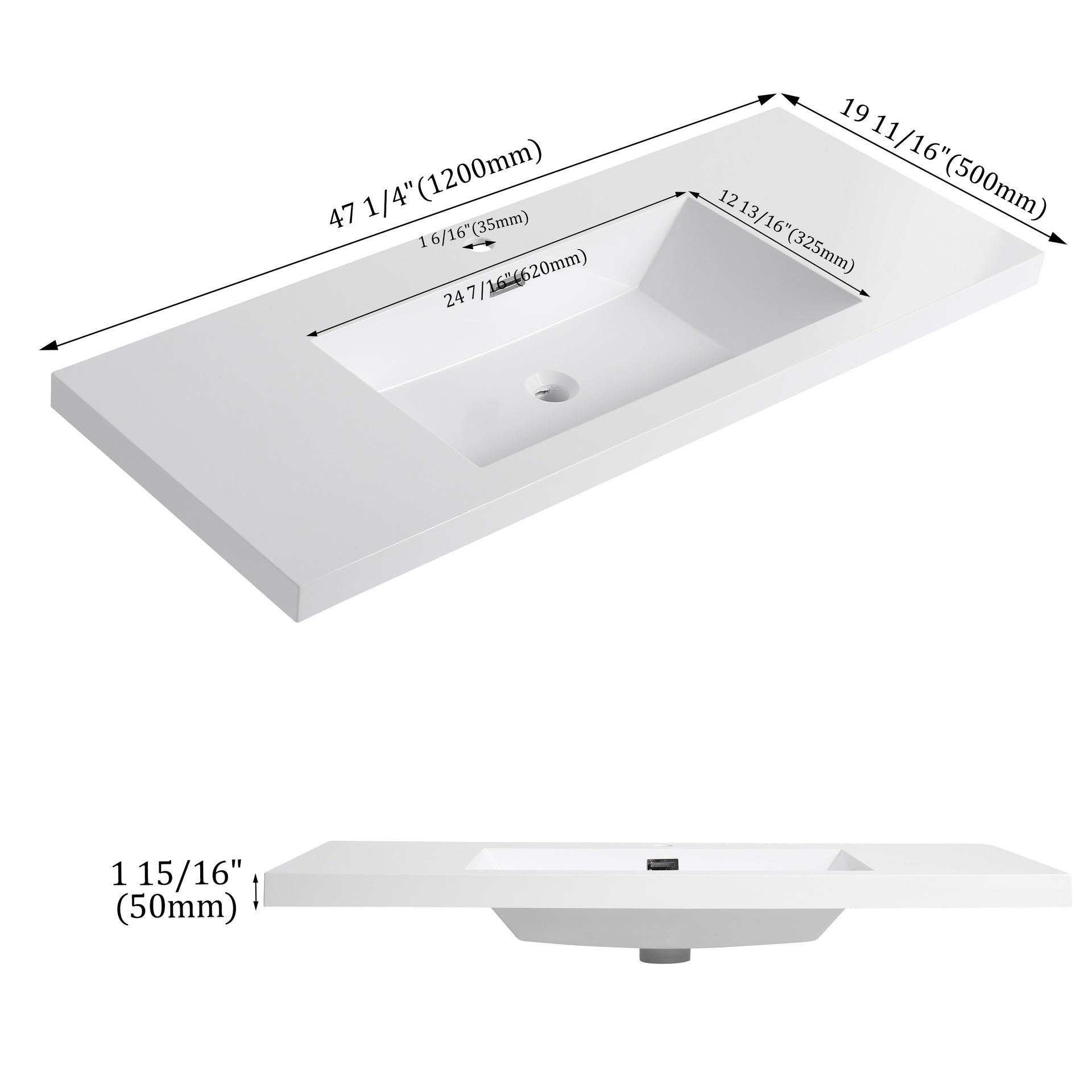 48" Bathroom  Resin Sink