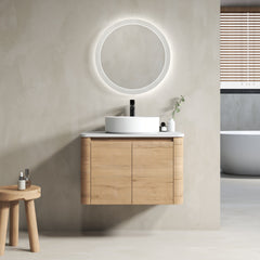 30'' Wall-Mounted Bathroom Vanity With Ceramic Art Sink & 2-Soft-Close Door, KD-Packing, Plywood