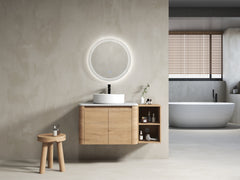 42'' Wall-Mounted Bathroom Vanity With Ceramic Art Sink, and 1-Storage Shelves, 2-Soft-Close Door, KD-Packing, Plywood