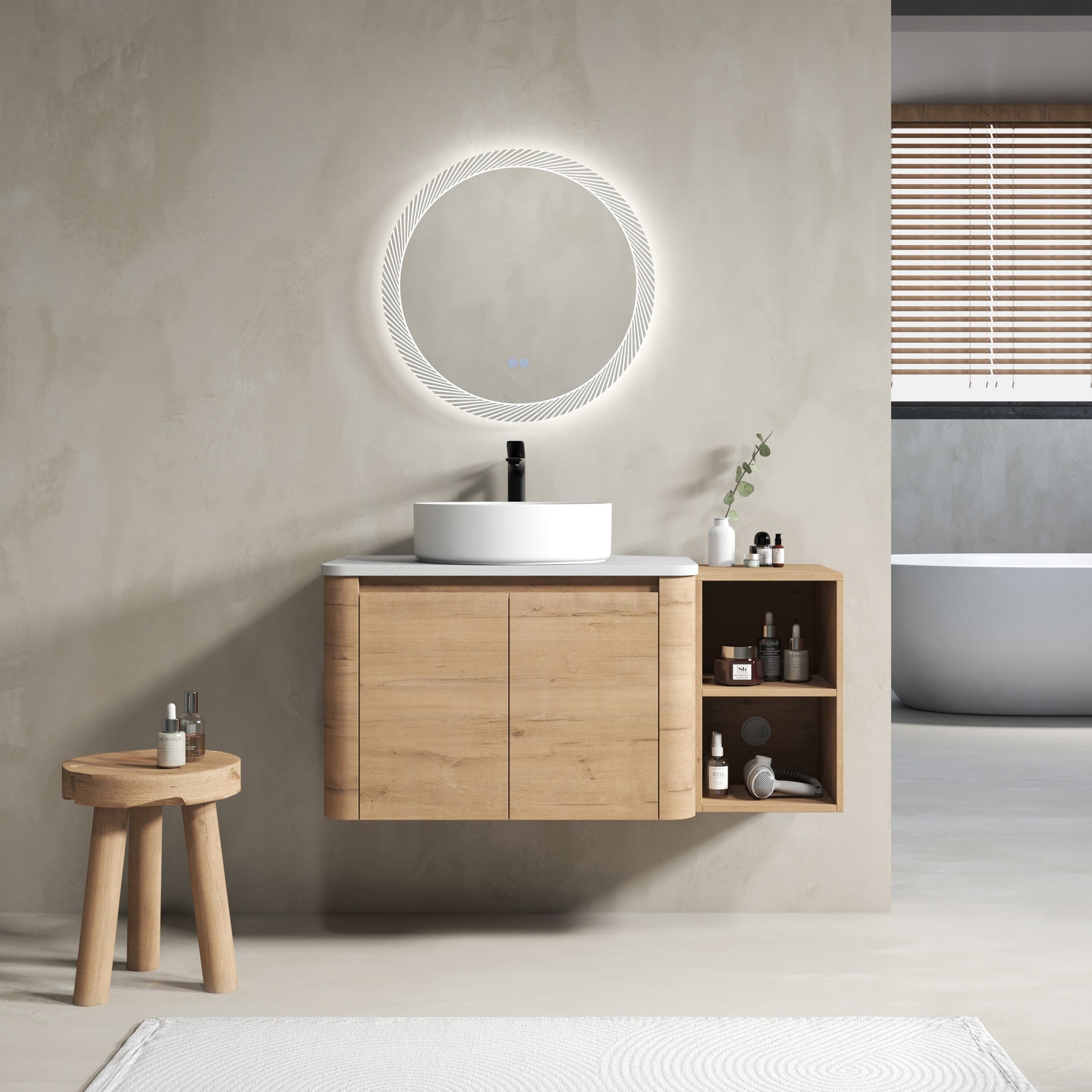 42'' Wall-Mounted Bathroom Vanity With Ceramic Art Sink, and 1-Storage Shelves, 2-Soft-Close Door, KD-Packing, Plywood