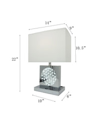 22"H CHROME SQUARE CRYSTAL CENTERPIECE with Night Light + USB Port + Power  Outlet