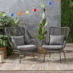 Tapscott Wicker Patio Chair with Cushions (Set of 2)