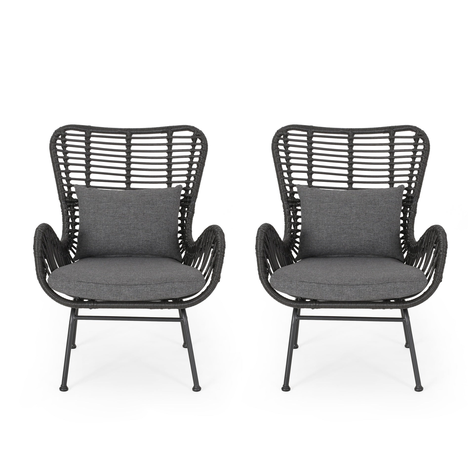 Tapscott Wicker Patio Chair with Cushions (Set of 2)