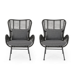 Tapscott Wicker Patio Chair with Cushions (Set of 2)