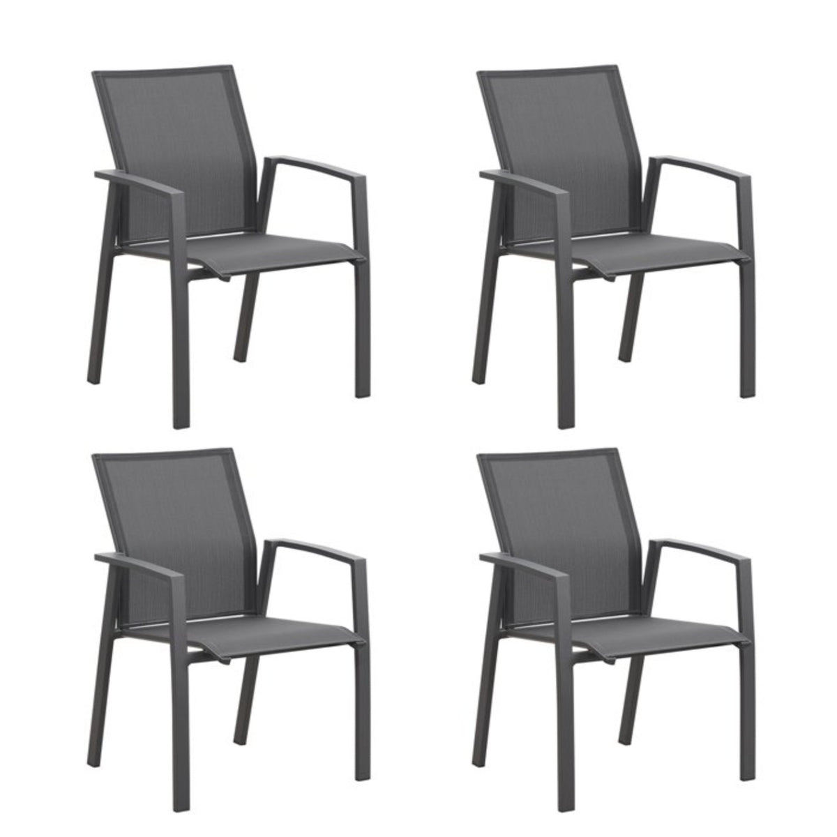 Set of 4 Aluminum Patio Dining Chairs, 22.44 Inches Width Fully Assembled Stackable Gray Outdoor Chairs
