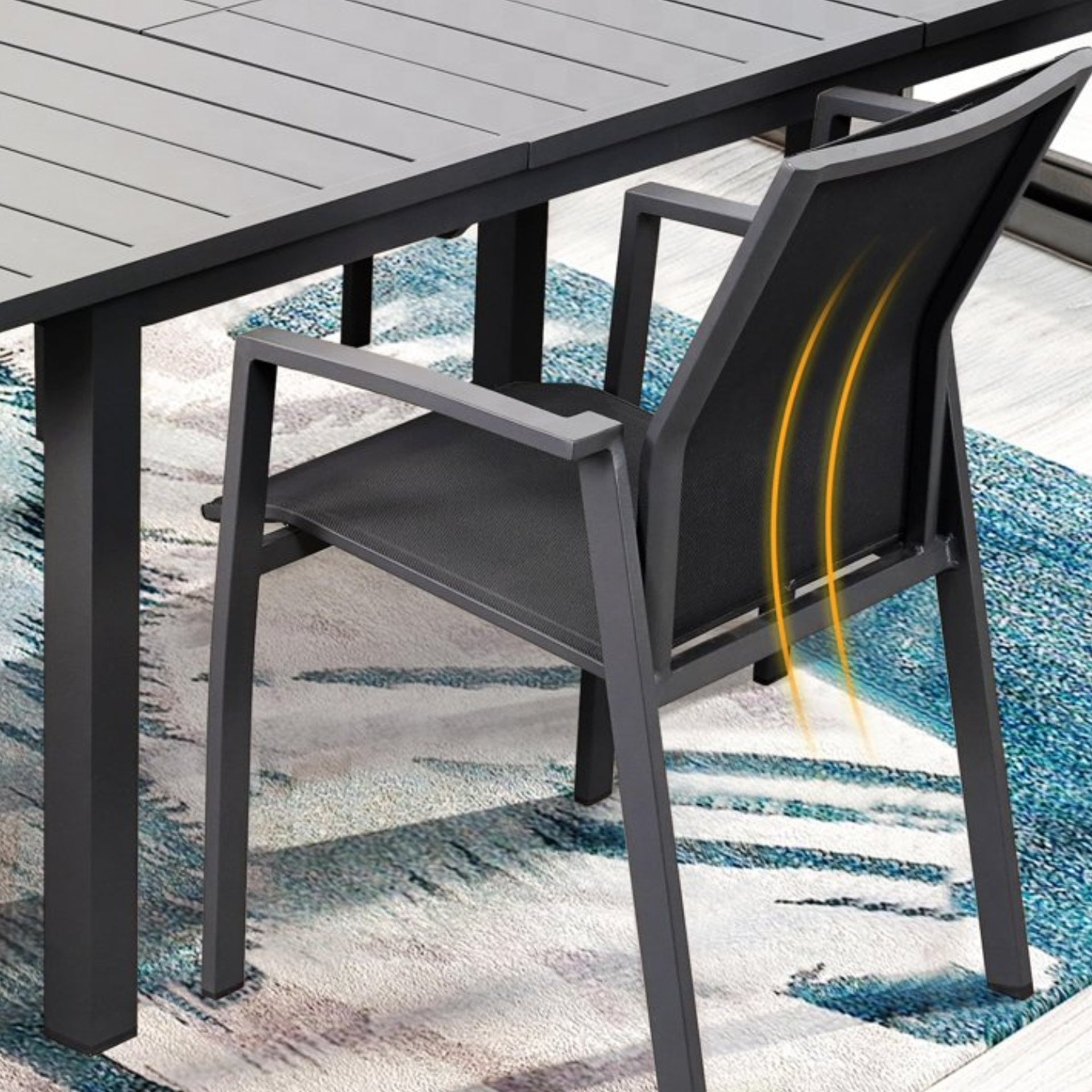 Set of 4 Aluminum Patio Dining Chairs, 22.44 Inches Width Fully Assembled Stackable Gray Outdoor Chairs