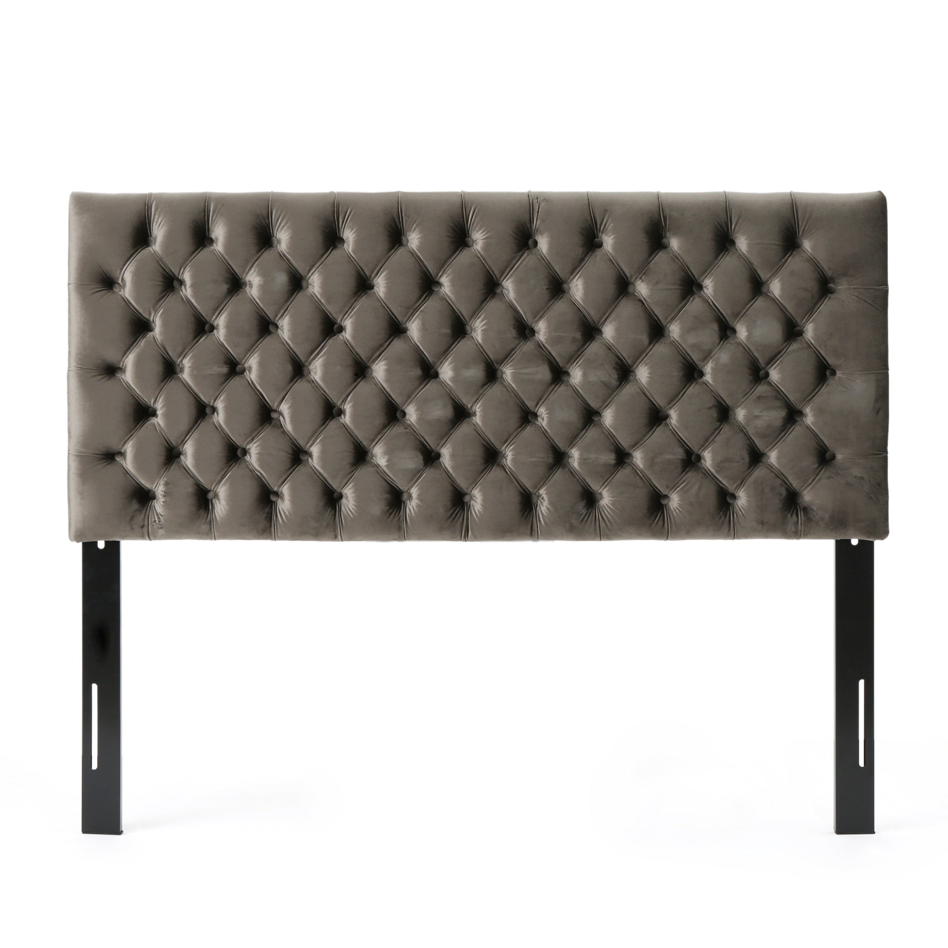Tufted Upholstered Queen Size Bed Headboard in Modern Button Design, Adjustable Solid Wood Head Board, Solid Wood Head Board with Durable Metal Legs in Bedroom