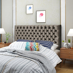 Tufted Upholstered Queen Size Bed Headboard in Modern Button Design, Adjustable Solid Wood Head Board, Solid Wood Head Board with Durable Metal Legs in Bedroom